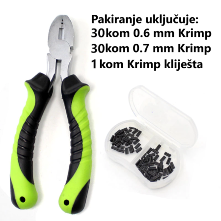 Crimp Tool + 30 kom 0.6mm  Krimps+30 kom 0.7mm Krimps